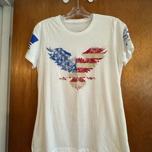 Grunt Style White Tee with Patriotic Design